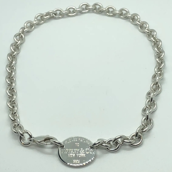 Tiffany and Co Sterling Silver Return to Tiffany Oval Tag Choker Necklace - Picture 4 of 11
